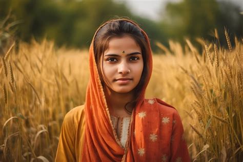 Premium Photo Portrait Of A Indian Girl Against The Background Of