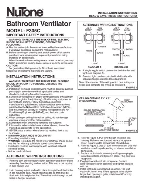 nutone bathroom fan wiring diagram wiring flow