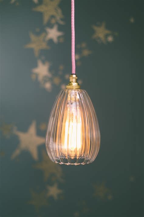 molly ribbed clear glass pendant light glow lighting