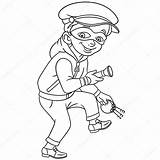 Thief Burglar Malvorlage Polizei Piratenschiff Flashlight Ausmalbilder sketch template