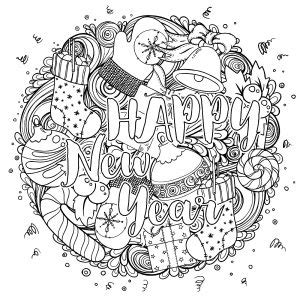 happy  year coloring pages  adults