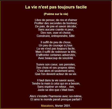 poeme en francais sur la vie info citationdamour