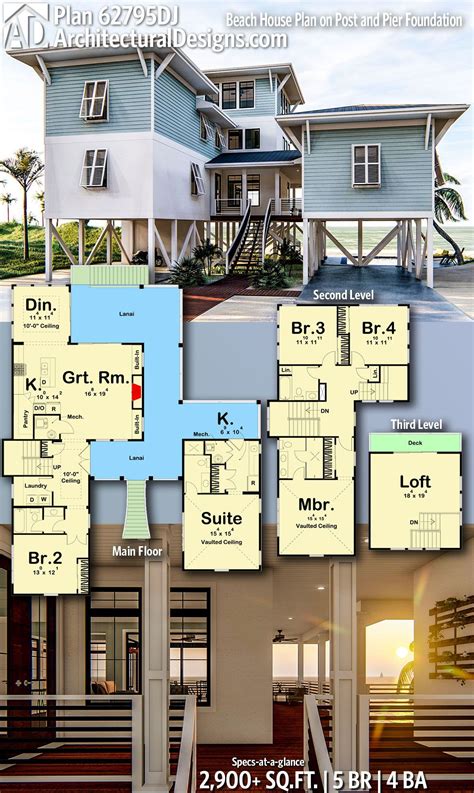 beach house plans  stilts house decor concept ideas