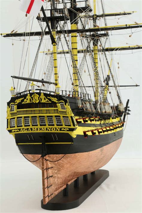 close up photos of ship model of english hms agamemnon of 1781