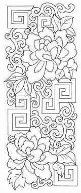 Coloring Chinese Pages Embroidery Flower Designs Patterns Geometric Culture Asian Color Pattern Hand Book Fabric Painting Dover Traditional Published Books sketch template