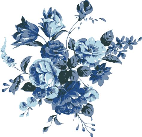 flower blue clip art floral vintage png    transparent flower png