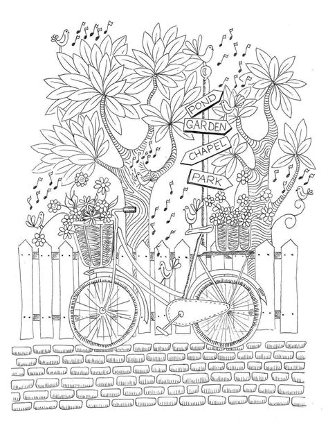 spring coloring pages printable  adults bicycle