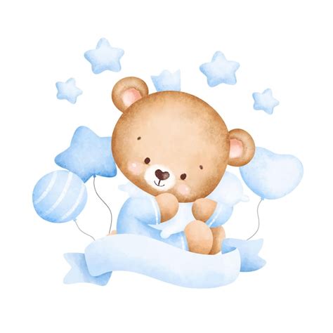 premium vector cute baby teddy bear  balloons