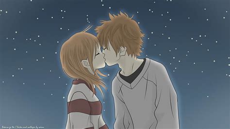 Hd Wallpaper Female And Male Anime Character Kissing Wallpaper Couple