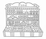 Street Grocery Supermarket sketch template