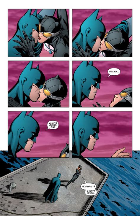 a comic strip with batman kissing another person