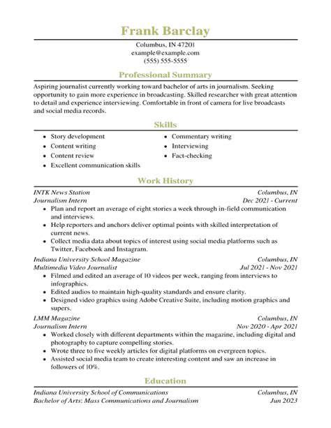 student resume examples