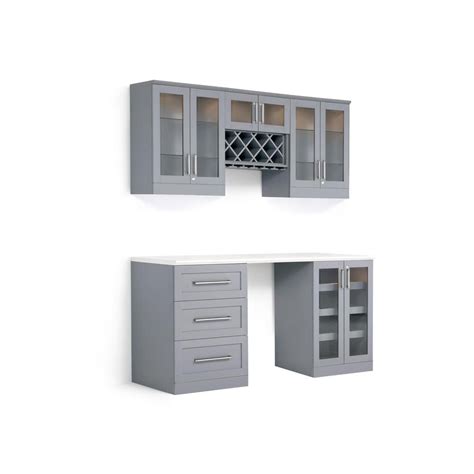 newage products home bar gray  piece shaker style bar cabinet
