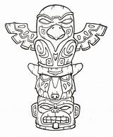 Totem Pole Coloring Kids Pages Printable Drawing American Poles Animal Native Totems Indian Choose Board Tiki Tattoo sketch template
