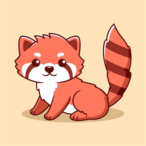 cute red panda cartoon icon illustration animal flat cartoon style