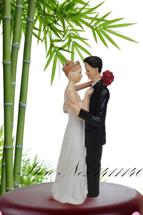novetly tender moment caucasian figurine bride and groom couple