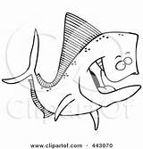 Mahi Fish Outline Cartoon Clip Toonaday Royalty Illustration Rf Template Pages Clipart sketch template