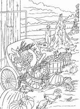 Coloring Pages Country Adults Scenes Scenery Fall Farm Adult Book Color Harvest Books Dover Welcome Publications Doverpublications Printable Nature Scene sketch template