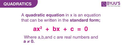 quadratics quadratic equations definition formula   solve quadratics