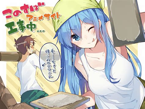 wallpaper illustration anime girls blue hair cartoon kono