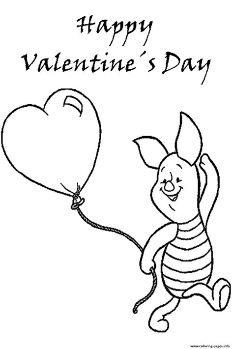 piglet happy valentine sac coloring page printable