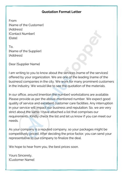 sample quotation letter format  manpower supply