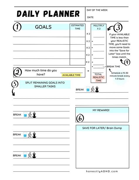 printable adhd daily planner printable   lists   porn website