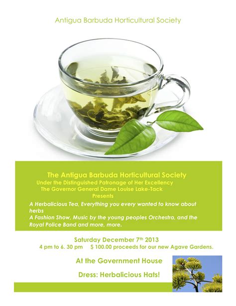 tea poster  antigua barbuda horticultural society atagave gardens