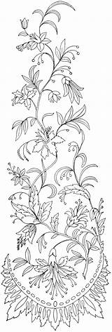 Embroidery Patterns Printable Designs Vintage Floral Flower Pattern Flowers Hand Trace Crewel Jacobean Clipart Coloring Stitch Clip Lovely Leaves Swirly sketch template