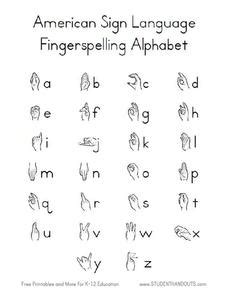 asl fingerspelling alphabet kindergarten  grade worksheet