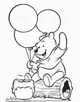 Pooh Winnie Coloring Pages Birthday Printable Kids sketch template