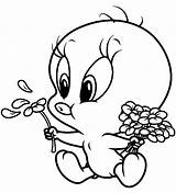 Tunes Looney Baby Coloring Tweety Drawing Titti Pages Flowers Fiori Soffia Printable Kids Blowing sketch template
