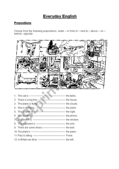 prepositions exercise esl worksheet  veerlevl