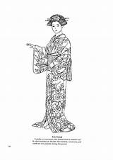 Coloring Japanese Book Pages Kimono Designs Fashions Japan Chinese Template sketch template