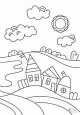 Coloring House Preschoolers Simple Drawing Pages Print sketch template