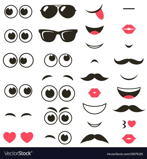 set of cartoon eyes and mouths royalty free vector image