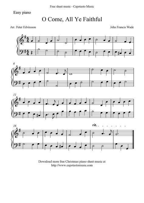 christmas piano sheet   beginners printable