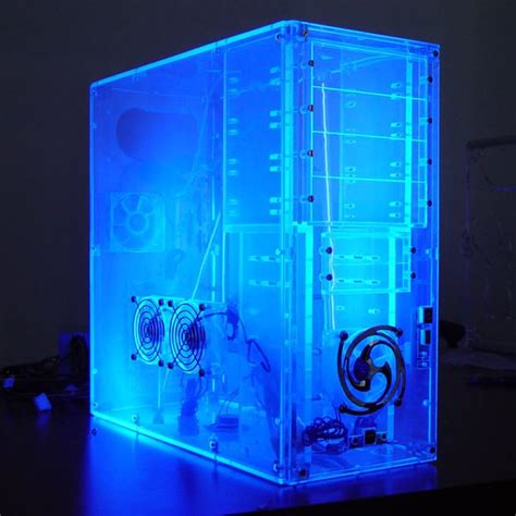 Logisys Pre Assembled Acrylic Uv Blue Pc Gaming Case 10195504