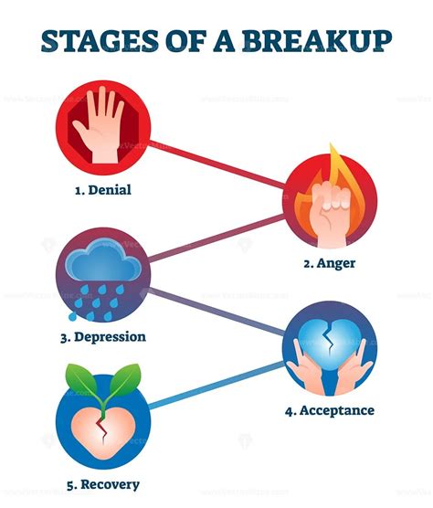 stages  breakup  labeled educational feelings  emotions step scheme vectormine