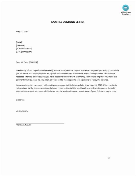 demand letter template  money owed fresh  demand letter sample