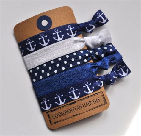 nautical blue elastic hair tie set foe elastic hair ties