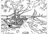 Gogh Van Coloring Vincent Pages Boats Fishing Beach Maries Saintes Print Kids Adults Adult Color Painting Boat Printable Sheets Created sketch template