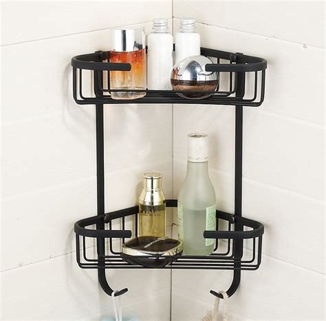 bathroom accessorieswall mounted strong brass antique black finish shower shelf corner