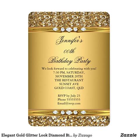 Elegant Gold Glitter Look Diamond Birthday Party