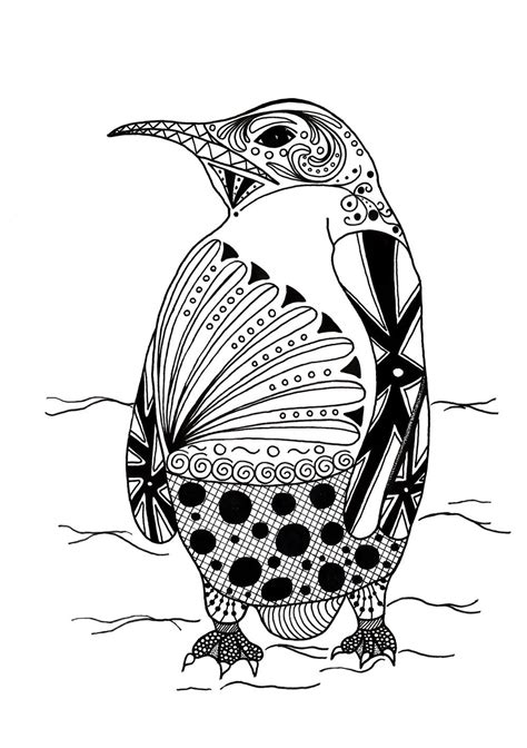intricate penguin adult coloring page favecraftscom