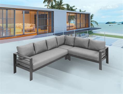 patio furniture set outdoor aluminum sectional sofa couch  pieces  weather metal