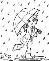 Coloring Rain Pages Autumn Rainy Print Kids Umbrella Days Topcoloringpages sketch template
