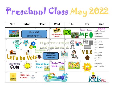 click    preschool class calendar kids  kids