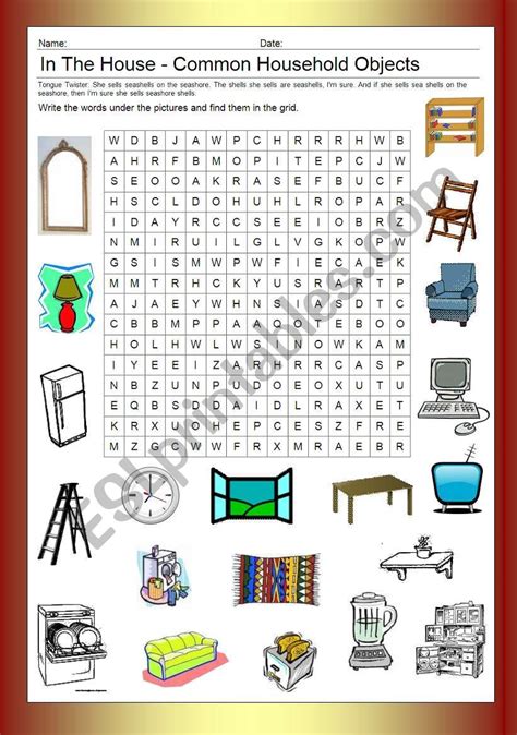 picture word search   house esl worksheet  philipr