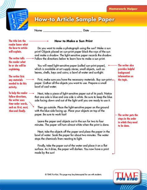 article writing samples templates